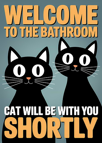 Welcome to the Bathroom Cat Art