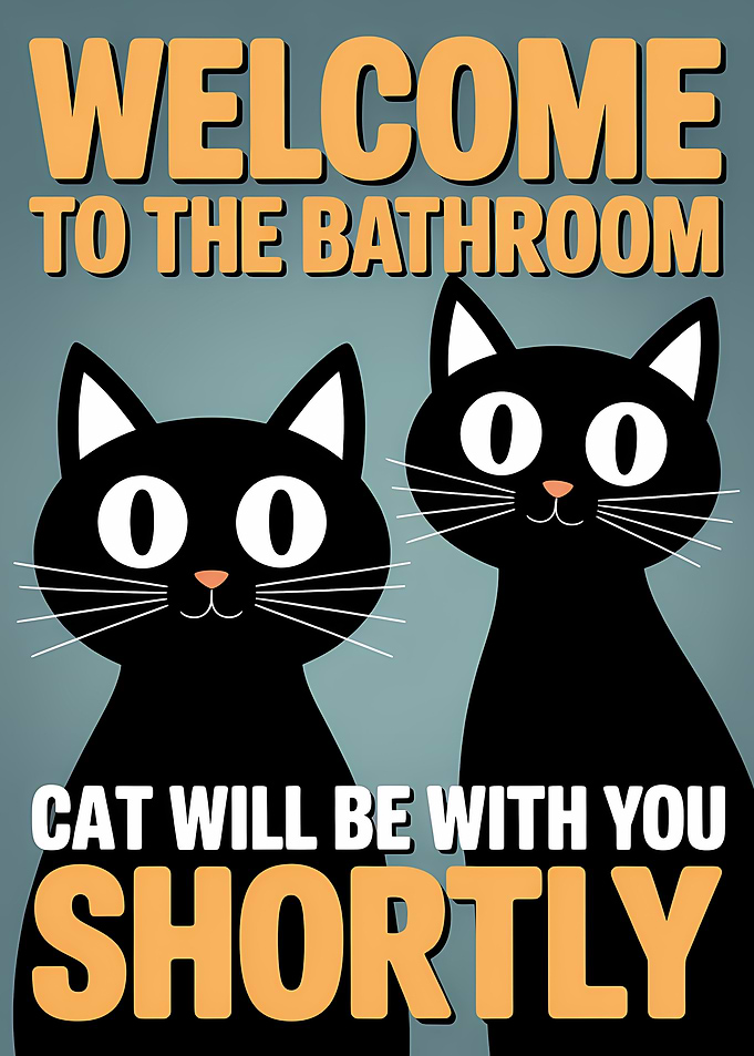 Welcome to the Bathroom Cat Art