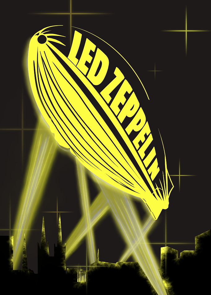 Led Zeppelin Airship Over Cityscape