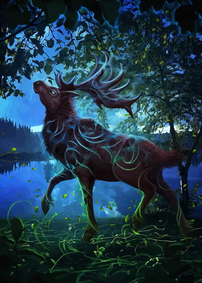 Mystical Deer in Forest