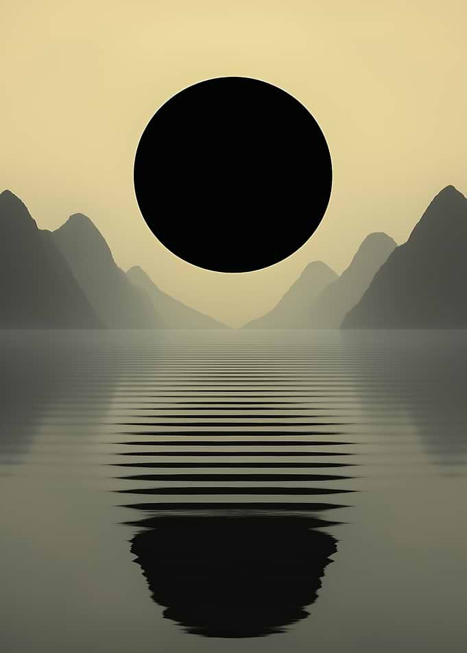 Minimalist Landscape with Black Circle