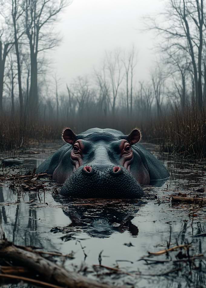 Hippo in Swamp