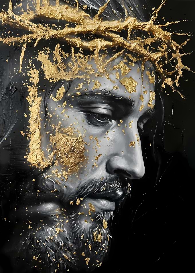 Jesus Christ Portrait with Golden Crown
