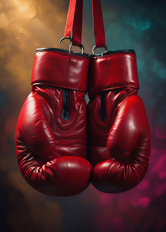 Hanging Red Boxing Gloves