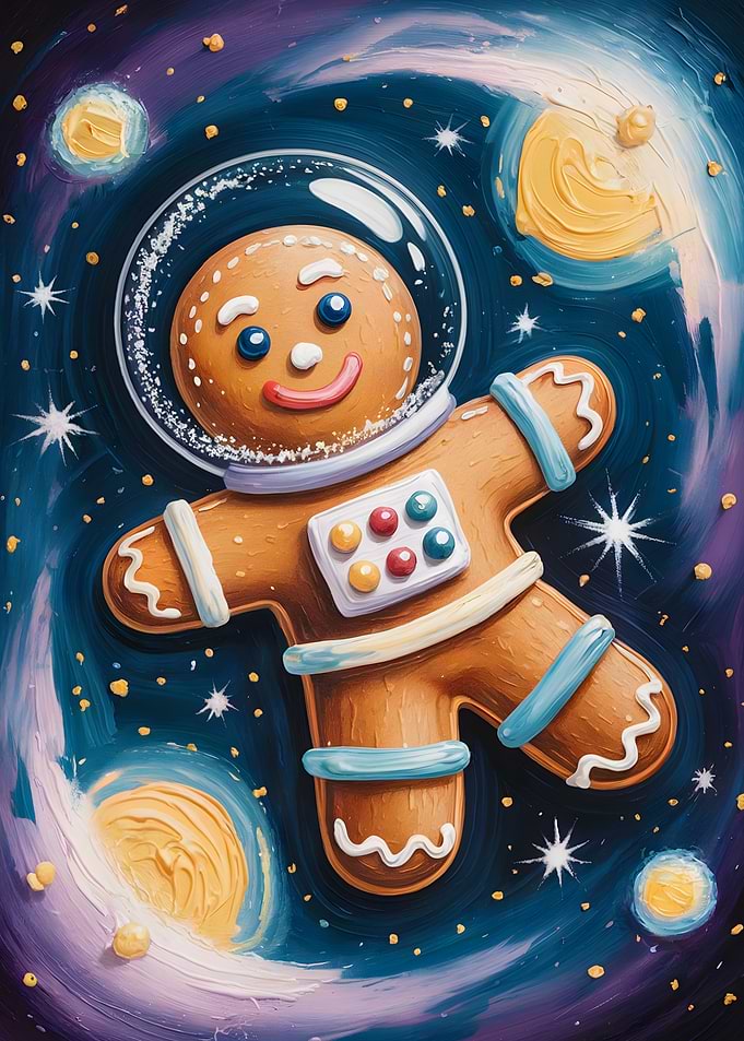 Gingerbread Astronaut in Space Painting