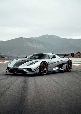 Silver Koenigsegg Jesko on Racetrack