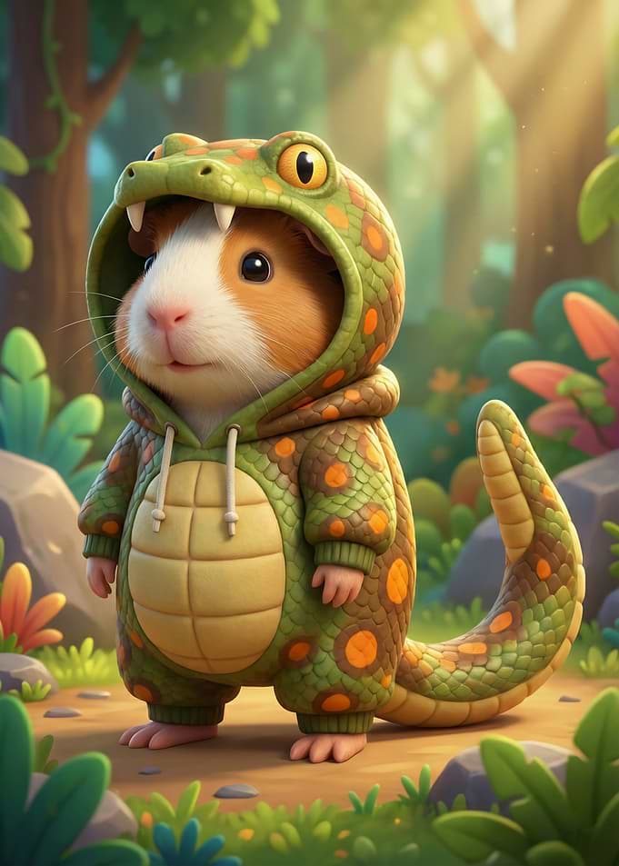 Guinea Pig in Crocodile Costume