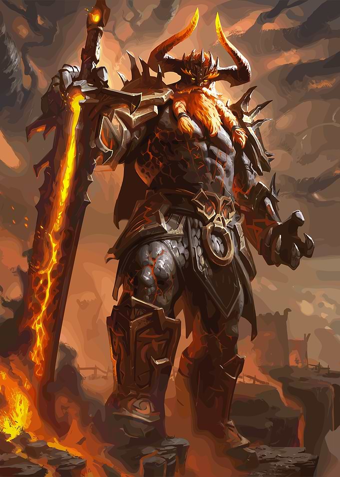 Fiery Warrior with Sword