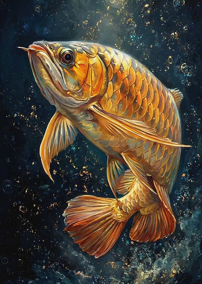 Golden Arowana Fish Painting