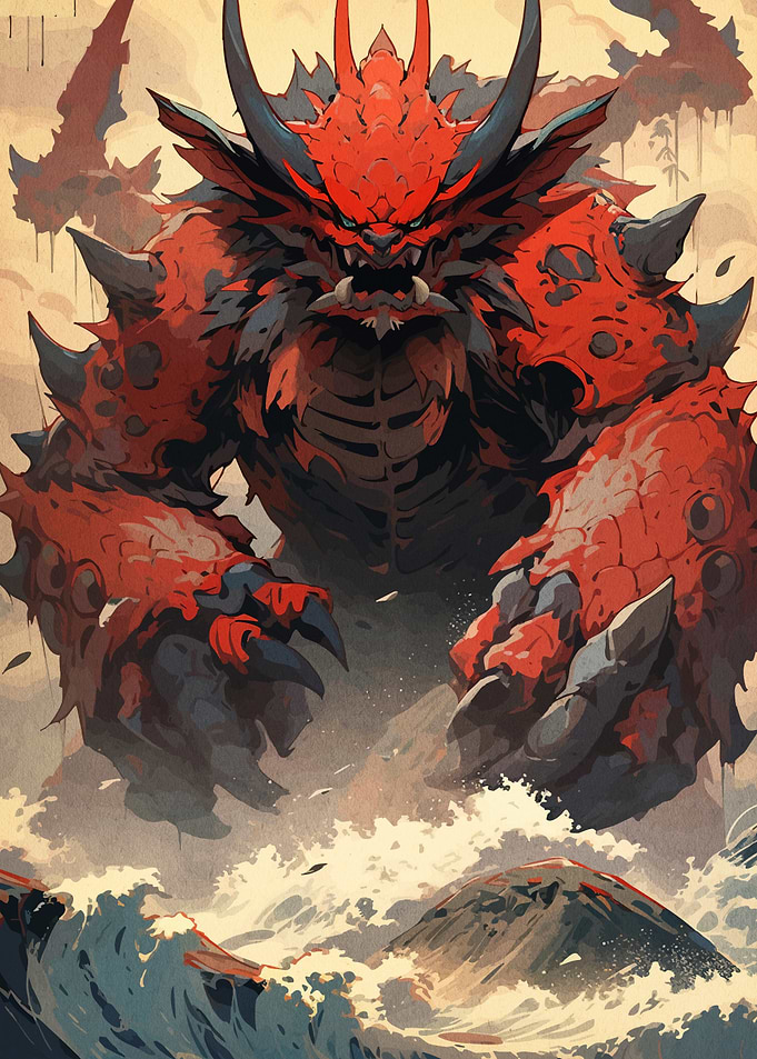 Red Monster in the Sea
