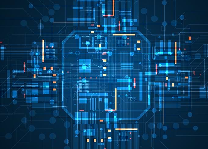 Abstract Blue Technology Circuit Board Design