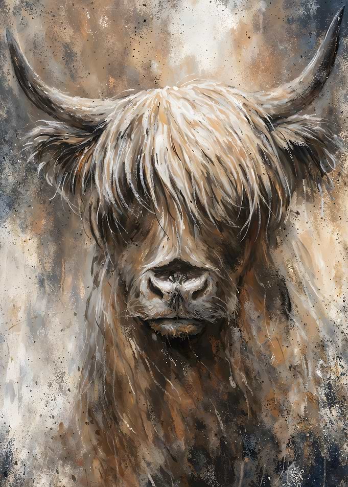 Highland Cow Portrait Painting