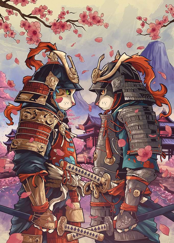 Samurai Cats Face Off