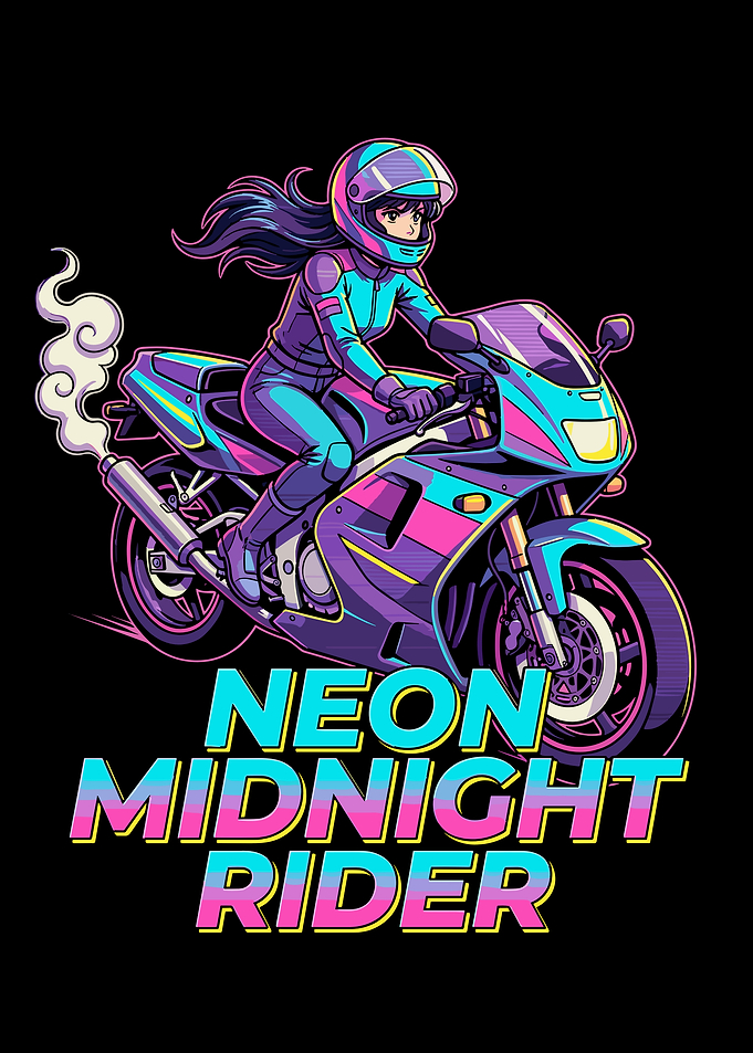 Neon Midnight Rider Anime Motorcycle
