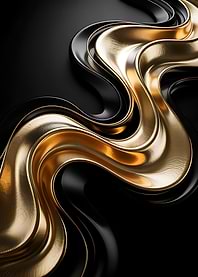Abstract Gold and Black Waves