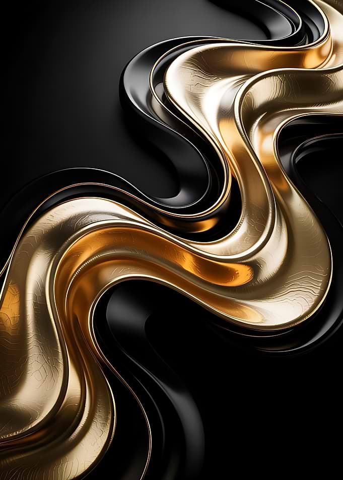 Abstract Gold and Black Waves