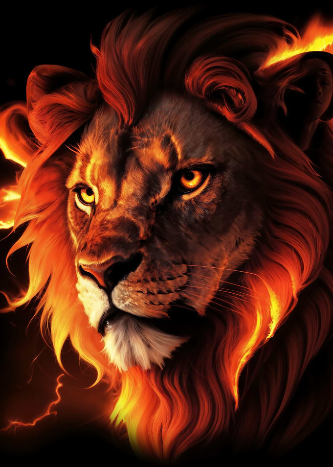 Fiery Lion Portrait