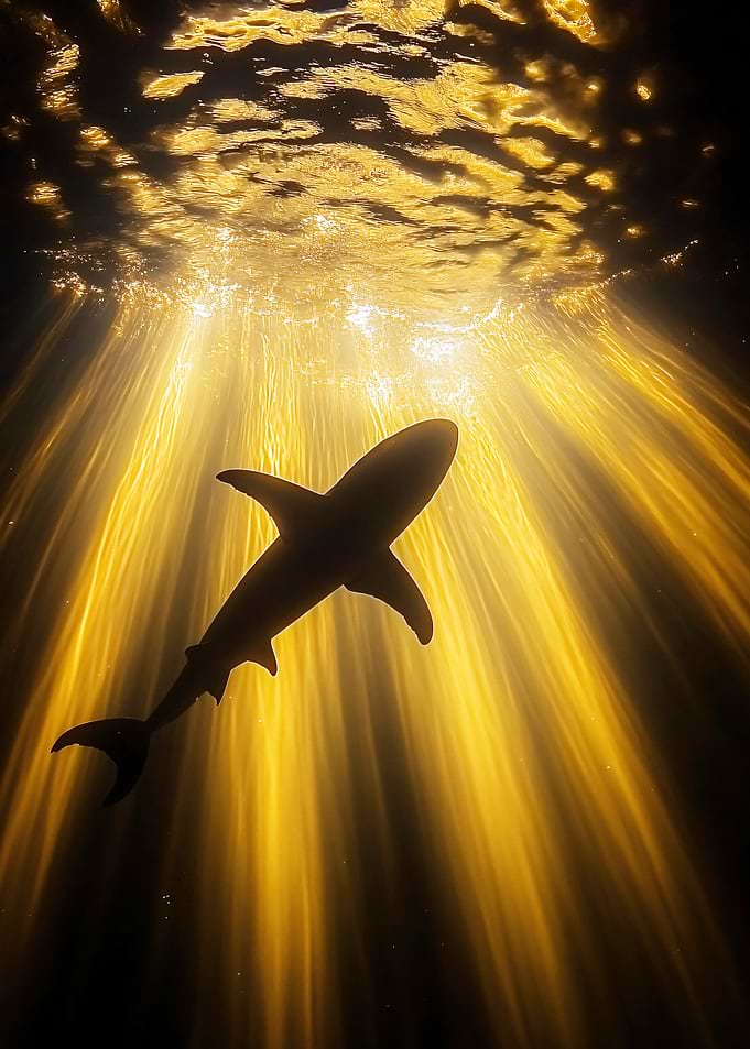 Shark Silhouette in Golden Light