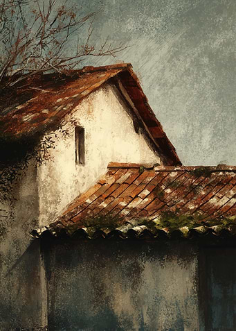 Rustic House with Red Tile Roof