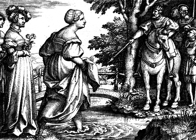 King Solomon and Queen of Sheba Engraving