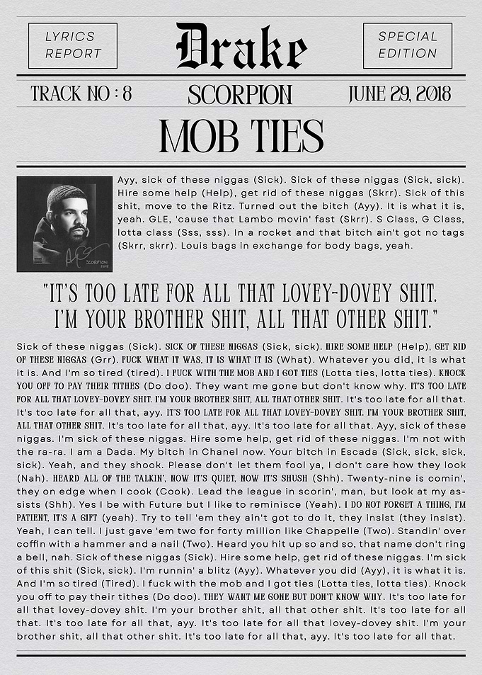 Drake - Scorpion - Mob Ties Lyrics