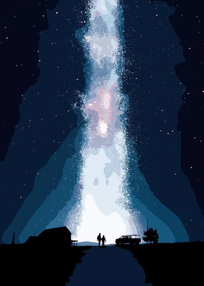 Night Sky with Milky Way and Figures