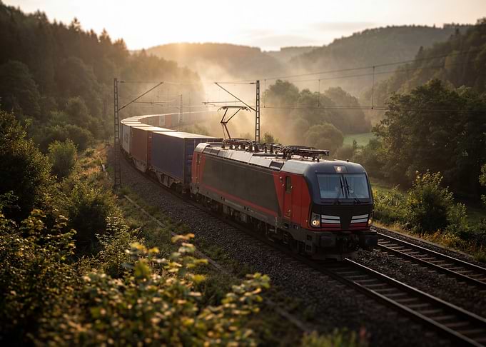 Freight Train in a Forest Landscape