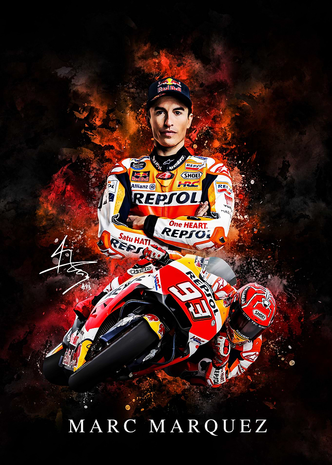 Marc Marquez Portrait with Motorcycle