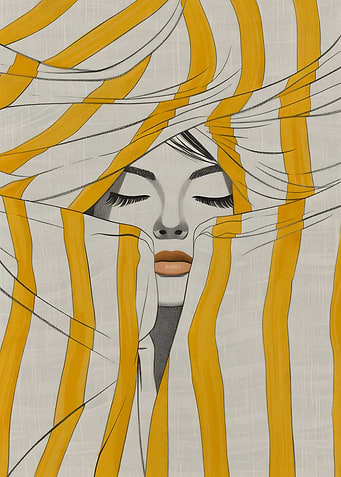 Woman portrait with yellow stripes