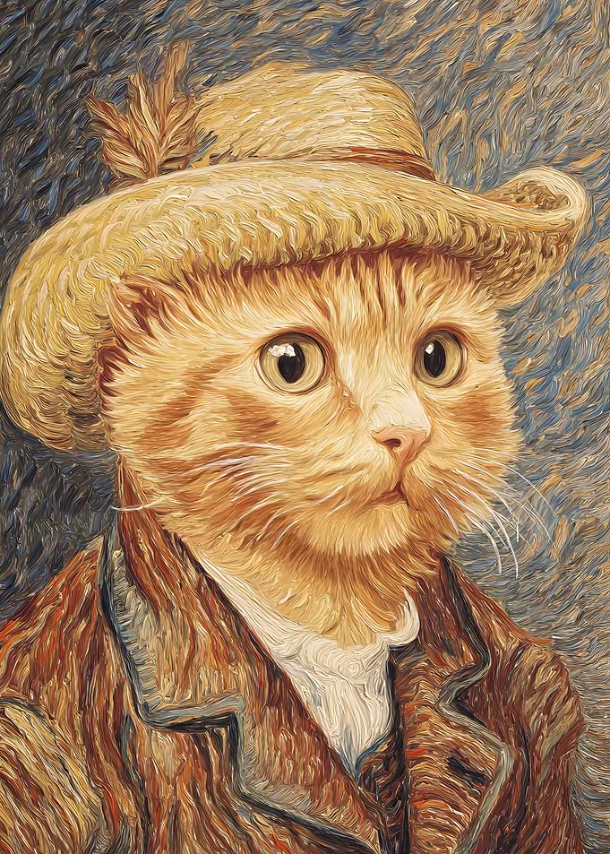 Cat Portrait in Van Gogh Style