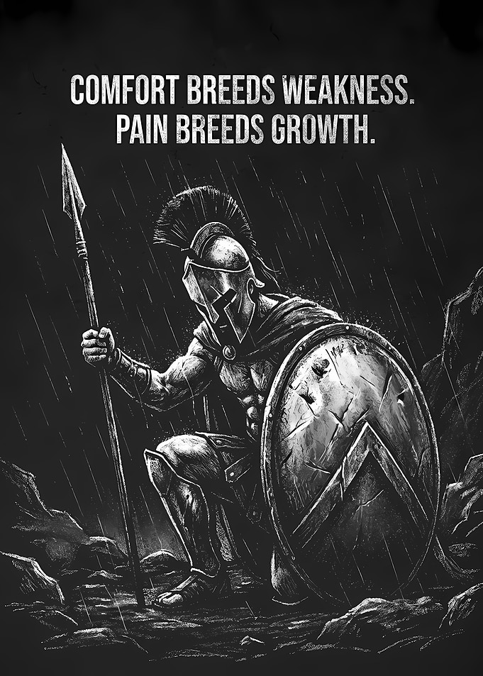 Spartan Warrior in the Rain