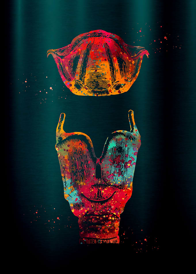 Larynx Watercolor Anatomy Art