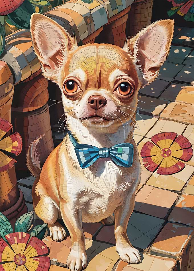 Chihuahua with Bow Tie Illustration