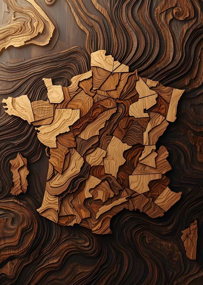 Wooden Map of France