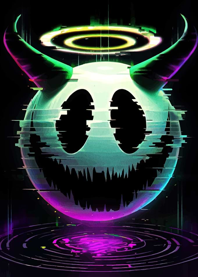 Devilish Smiley with Halo Digital Art
