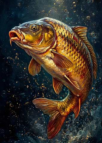 Golden Carp Fish Painting