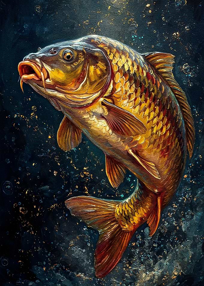 Golden Carp Fish Painting