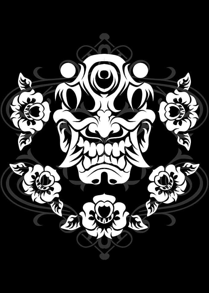 Hannya Mask with Floral Ornament