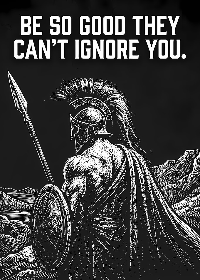 Spartan Warrior with Inspirational Quote