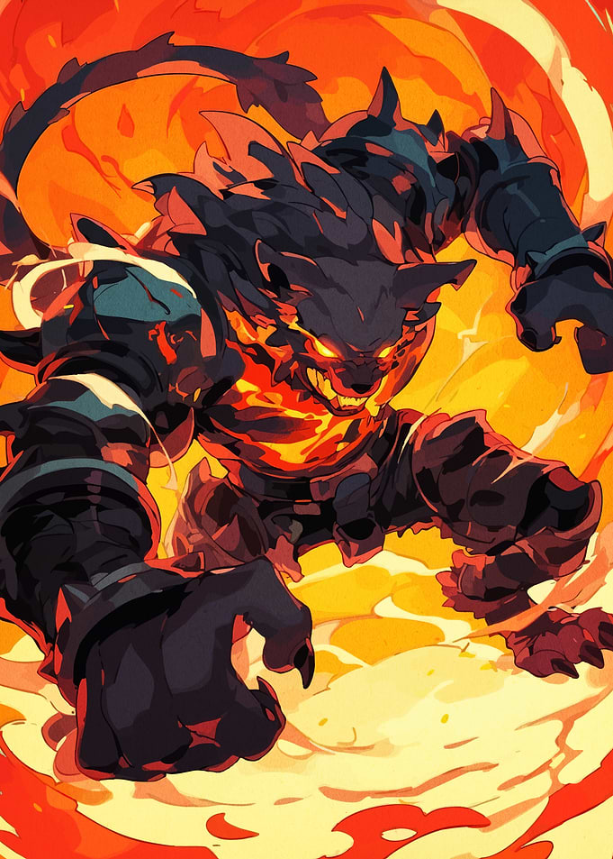 Fiery Wolf Monster Animal