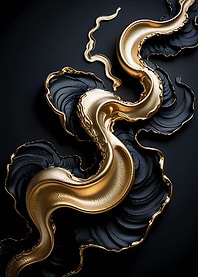 Golden Wave Abstract Art