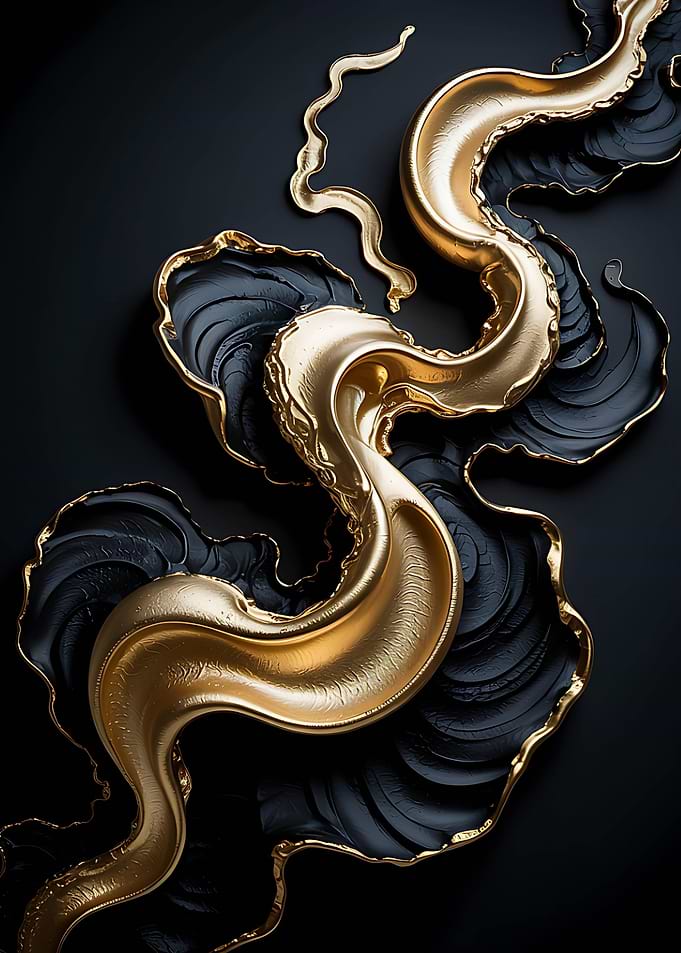 Golden Wave Abstract Art