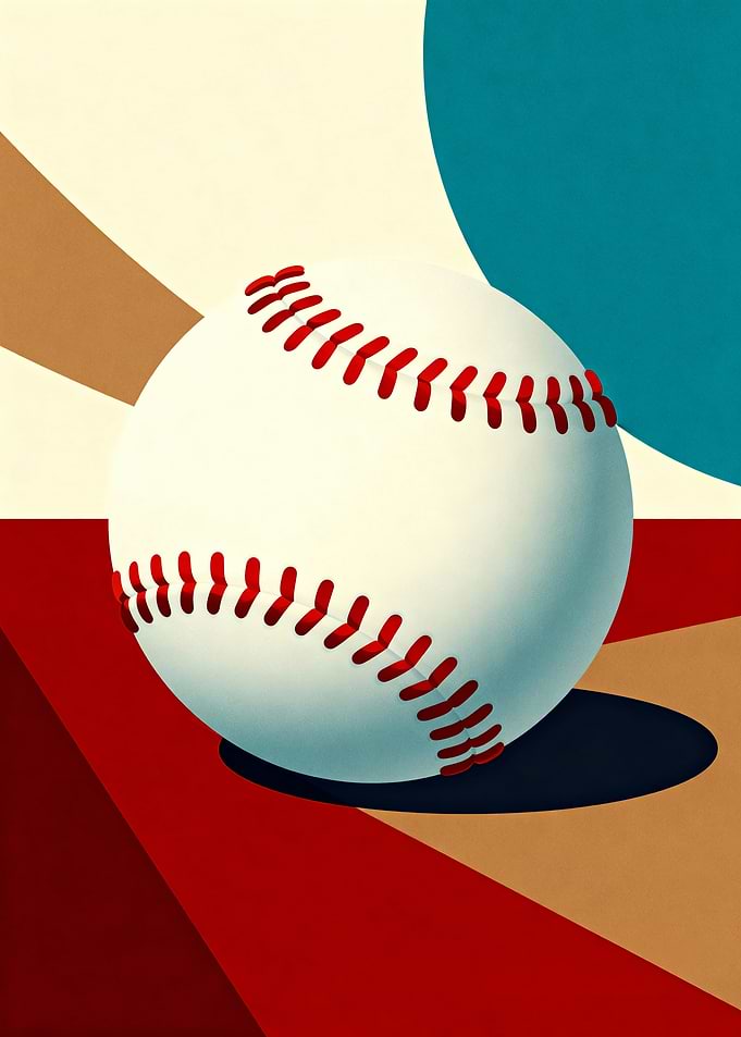 Baseball Art with Geometric Background