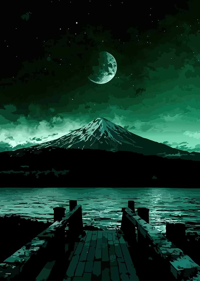 Mountain Lake Night Scene
