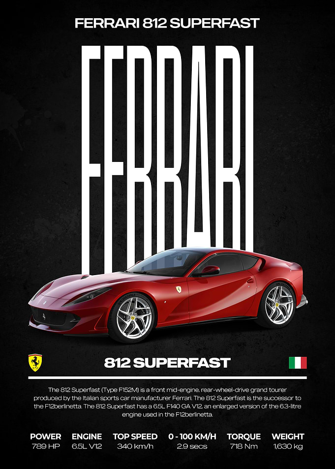 Ferrari 812 Superfast Car Poster