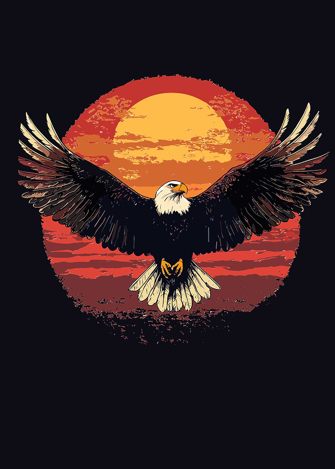 Eagle soaring against sunset illustration