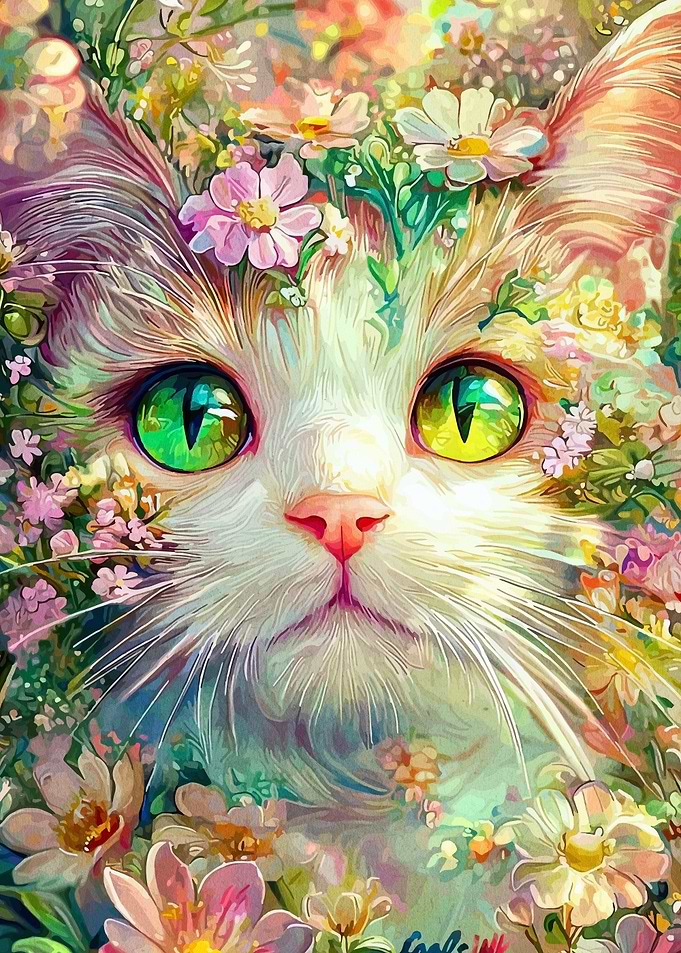 Floral Cat Portrait