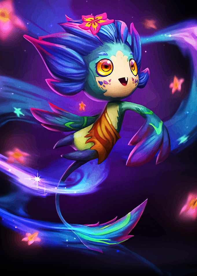 Whimsical Blue Creature with Floral Crown