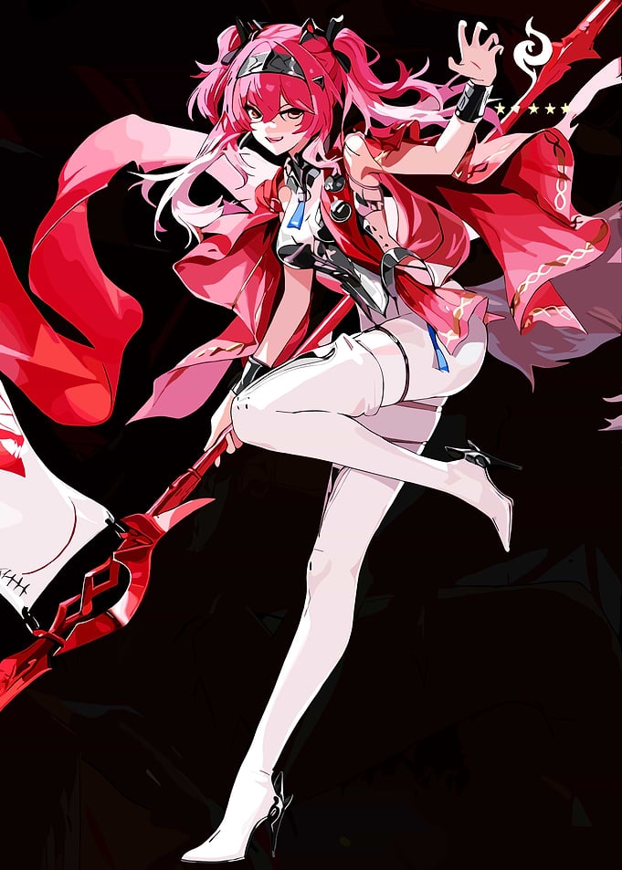 Anime Girl with Red Hair and Spear