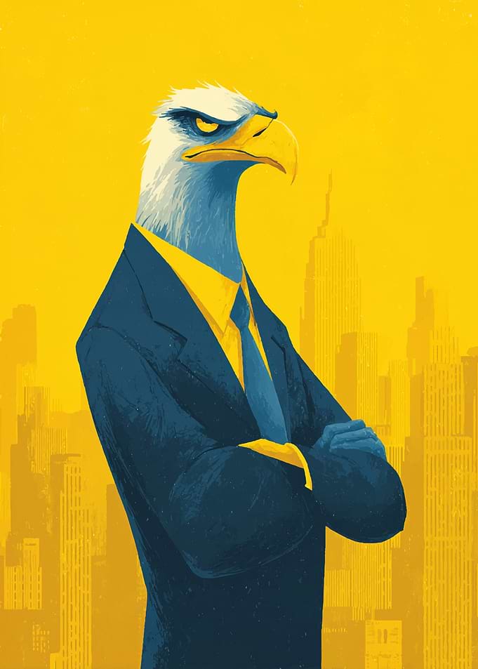 Eagle Businessman in Cityscape